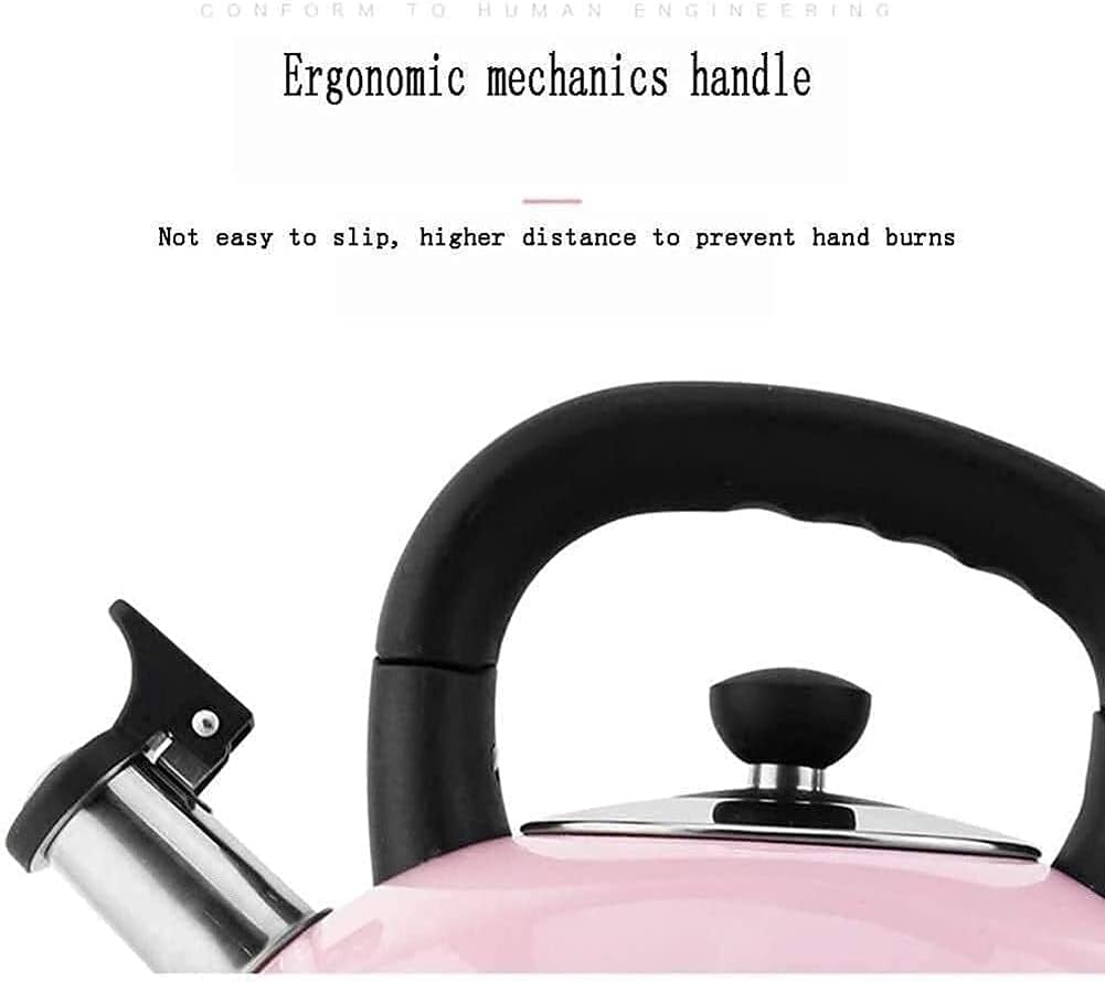 Stainless Steel Stove Top Whistling Kettle Hot Water Tea Pot Fast to Boil Whistling Tea Kettles(Pink,3L)