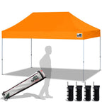 Eurmax USA 10x10ft Pop Up Canopy,Commercial Instant Tent for Outdoor Events,Patented No-Tip Rolling Storage Bag with 4 Sandbags,UV & Water Resistant,Heavy Duty Portable Shelter Gazebo,White