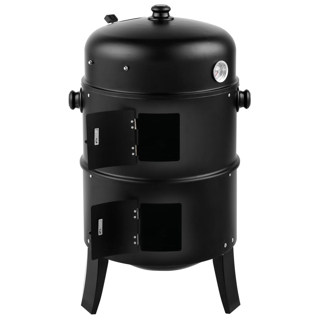 Vertical Charcoal BBQ Smoker, 3-in-1 16" Round Barbecue Grill