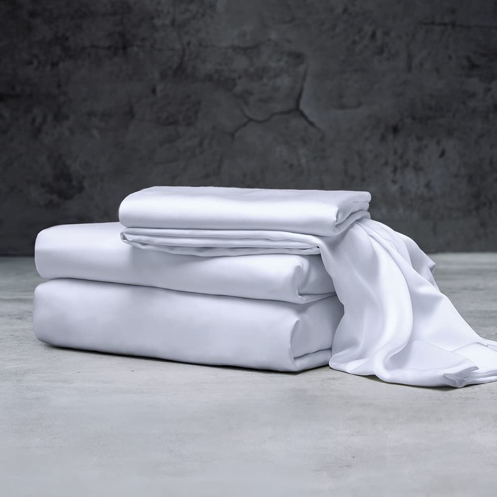 LUXOME Luxury Sheet Set | 100% Rayon (Viscose) from Bamboo | Queen Size - Charcoal | Deep Pockets | 4-Piece Set (Fitted, Flat, 2 Pillowcases)