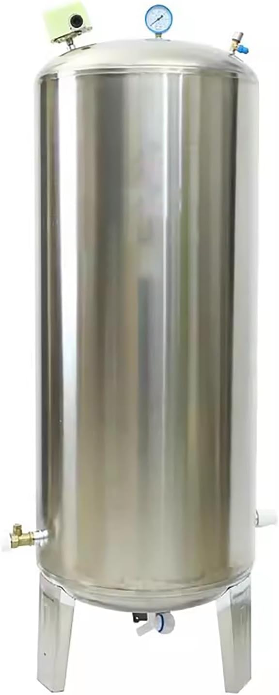 Large Well Sprinkler Systems Pressure Tank, Stainless Steel Pressurized Water Storage Containers/ Expansion Tank for Water Well Pump with Air Release Valve, 100L/160L/200L/250L/300L/400L Capacity ( Si