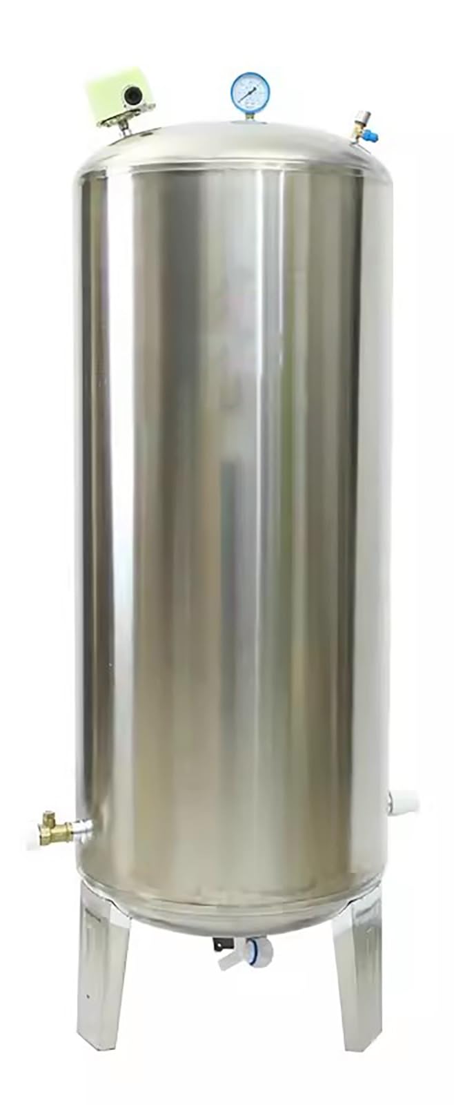 Large Well Sprinkler Systems Pressure Tank, Stainless Steel Pressurized Water Storage Containers/ Expansion Tank for Water Well Pump with Air Release Valve, 100L/160L/200L/250L/300L/400L Capacity ( Si