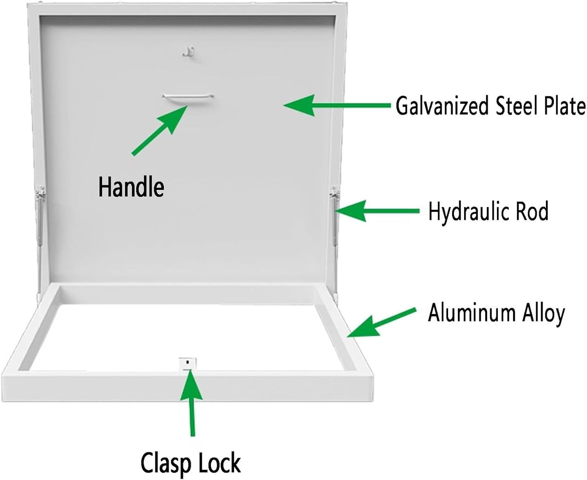Roof Hatch Rooftop Hatch Cover Plate,House Rooftop Maintenance Hatch,Galvanized Powder Coated Ceiling Hatch Lid With handle,Roof Hatch Window for Emergency Access Lid,Weather Proofing Cellar Cover(60*