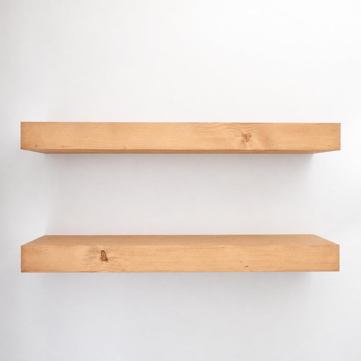 Urbandi Modern Floating Shelves 3 Inches Thick for Wall, Wide Shelves for Kitchen, Living Room, Bedroom, and Bathroom, Natural Pine Wood, Rustic Wooden Shelf, (Set of 2) (Aged Oak, 24Lx3Hx8D)