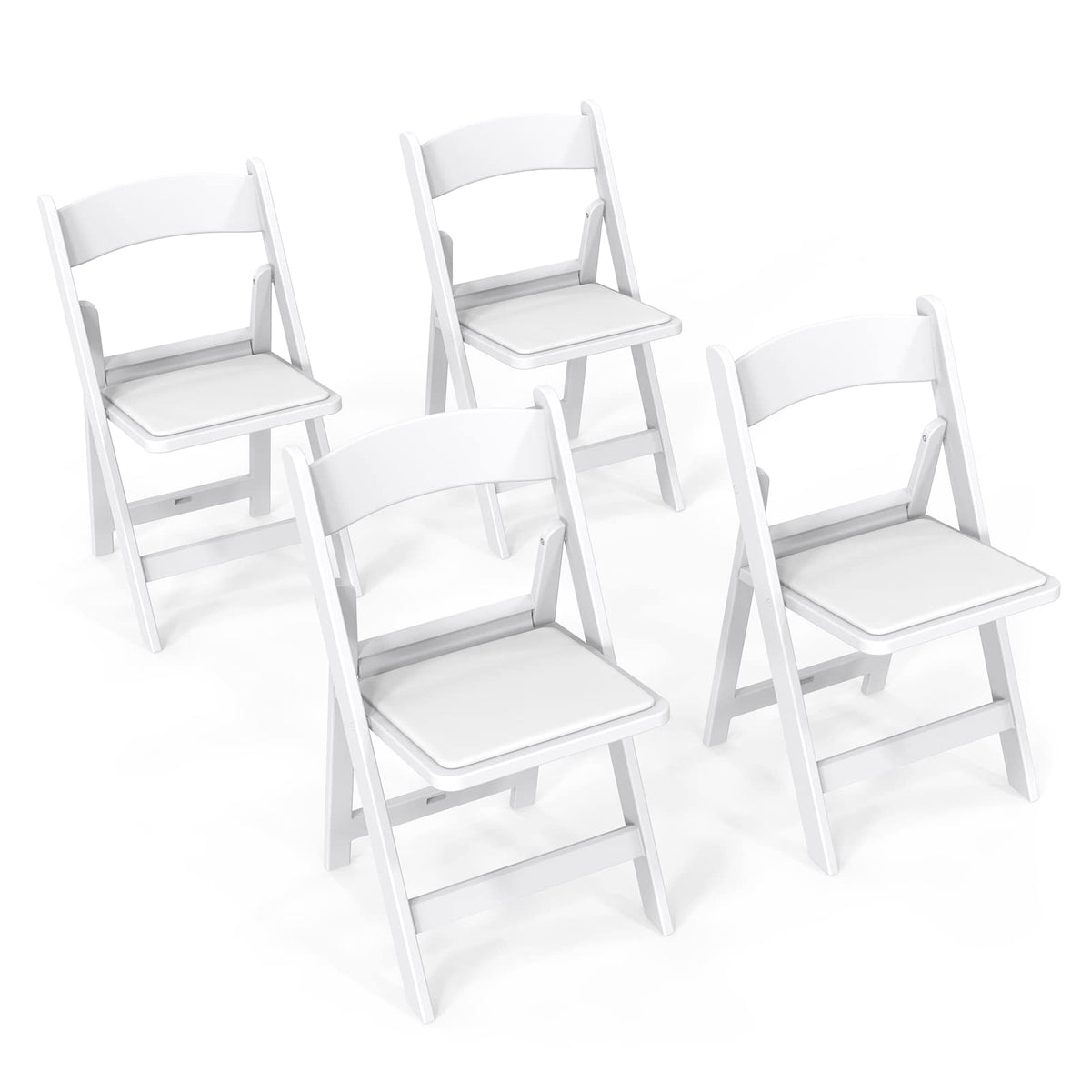 FCH Plastic Folding Chair with Padded Seat, Resin Foldable Chairs with Soft Cushion, Comfortable and Sturdy, Suitable for Indoor and Outdoor, Parties, Weddings, Commercial Events, Black, 4 Pack