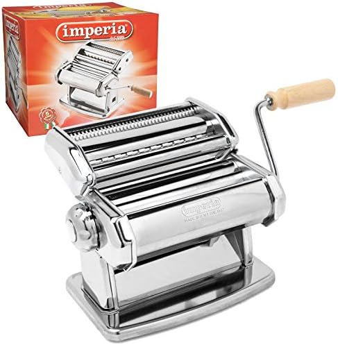 Imperia IPasta Classic Line. Pasta Machine 100% Made in Italy. Fresh pasta machine in steel. Manual roller with crank. Creates dough sheets for Lasagne, Tagliolini, Fettuccine. (End of line)