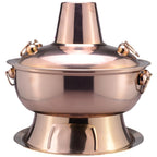 Hot Pot, Chinese Charcoal Hotpot, Extra Thick Stainless Steel Stew Pan, Vintage Hot Pot with Chimney Shabu Shabu Hotpot for Family Dinners and Stewed Lamb Camping,Silver,30cm/11.8inch