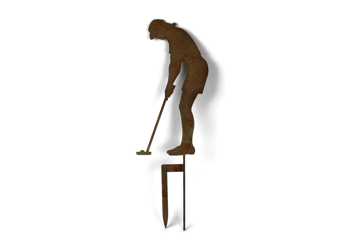 Hobby and Leisure Style Rustic or Powder Coated Metal Garden Stake or Stand (CUSTOM Medium Camper 23" Tall Including Stake, Pink)