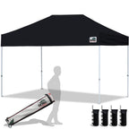 Eurmax USA 10x10ft Pop Up Canopy,Commercial Instant Tent for Outdoor Events,Patented No-Tip Rolling Storage Bag with 4 Sandbags,UV & Water Resistant,Heavy Duty Portable Shelter Gazebo,White