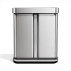 simplehuman Step Recycler, 58L / 15.3 Gallon Dual Compartment Kitchen Trash Can, 150,000-Step Pedal, Lid Shox® Technology, Liner Rim System, Liner Pocket®, Brushed Stainless Steel with Plastic Lid