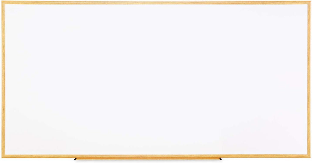 Universal Dry Erase Marker Board, Melamine, 72 x 48, Oak Wood Frame