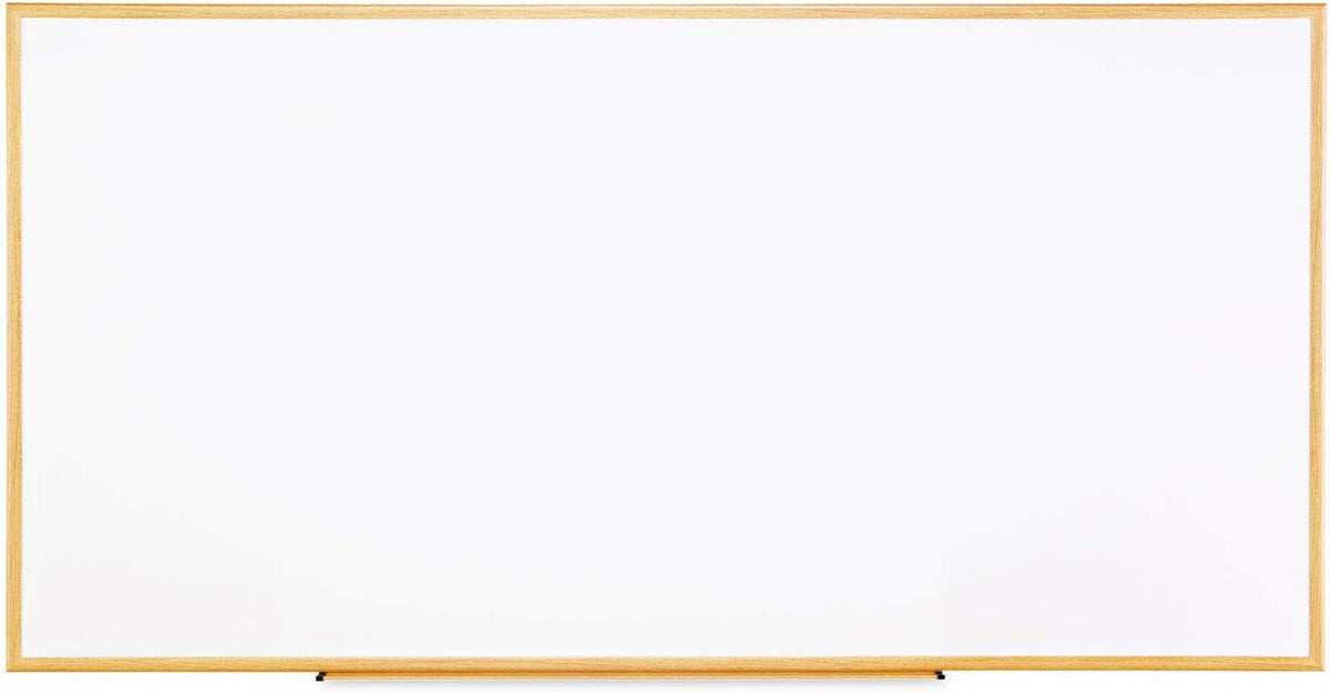 Universal Dry Erase Marker Board, Melamine, 72 x 48, Oak Wood Frame
