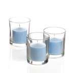 Set of 144 Richland Votive Candles Purple Unscented and 144 Clear Glass Eastland Votive Holders