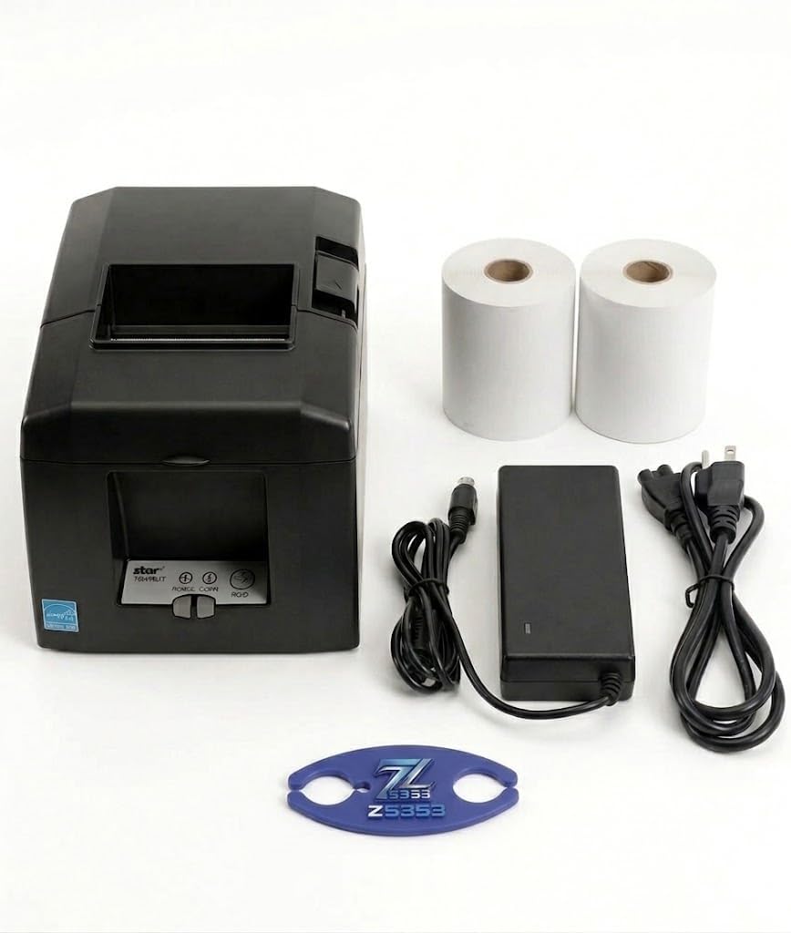 Z5353 Bundle with Star Micronics TSP650II BTi Bluetooth Receipt Printer, 80mm Direct Thermal, Auto Cutter, 2 Paper Rolls and Power Supply (Renewed)