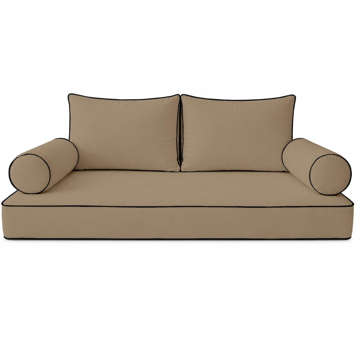Cottington Lane 6 Piece Outdoor Daybed Cushion Cover Set, Twin Size Fitted 39" x 75" with 6" Deep Fit, Waterproof Indoor Daybed/Porch Swing Bed Mattress & Pillow Bolster Cushion Cover, Taupe