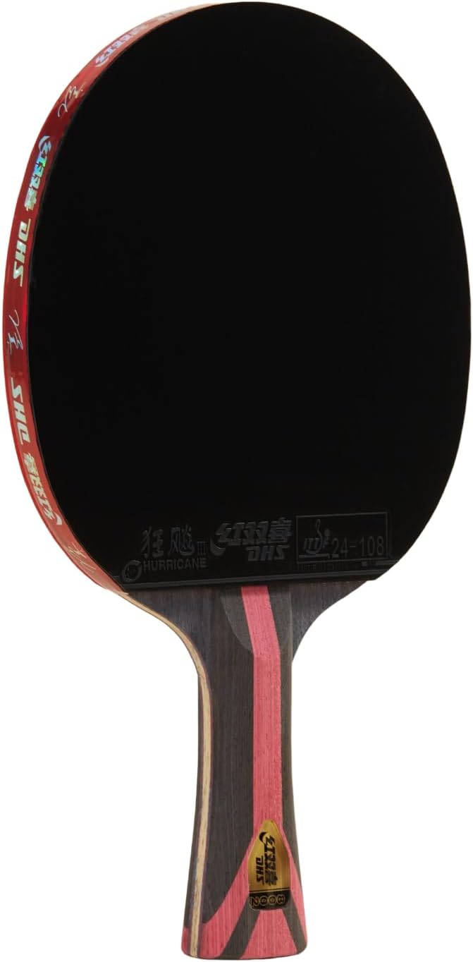 DHS Sports 8 Star Table Tennis Racket H8002 - Shakehand, ITTF Approved Paddle, Professional Arylate Carbon, Hurricane 8 and Hurricane 3 Rubbers