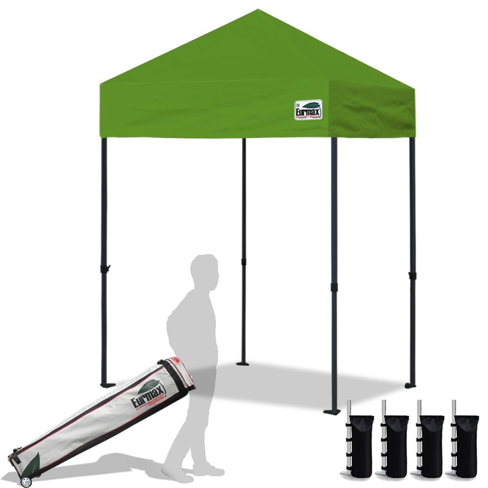 Eurmax USA 10x10ft Pop Up Canopy,Commercial Instant Tent for Outdoor Events,Patented No-Tip Rolling Storage Bag with 4 Sandbags,UV & Water Resistant,Heavy Duty Portable Shelter Gazebo,White