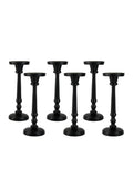 Serene Spaces Living Twilight Black Pillar Candle Holder, Elegant Cast Iron Candle Stand for Home Décor, Weddings, Birthdays, Cozy Evenings - Sturdy Base, 4.25" Diameter & 8.75" Tall, Pack of 6