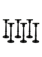 Serene Spaces Living Twilight Black Pillar Candle Holder, Elegant Cast Iron Candle Stand for Home Décor, Weddings, Birthdays, Cozy Evenings - Sturdy Base, 4.25" Diameter & 8.75" Tall, Pack of 6