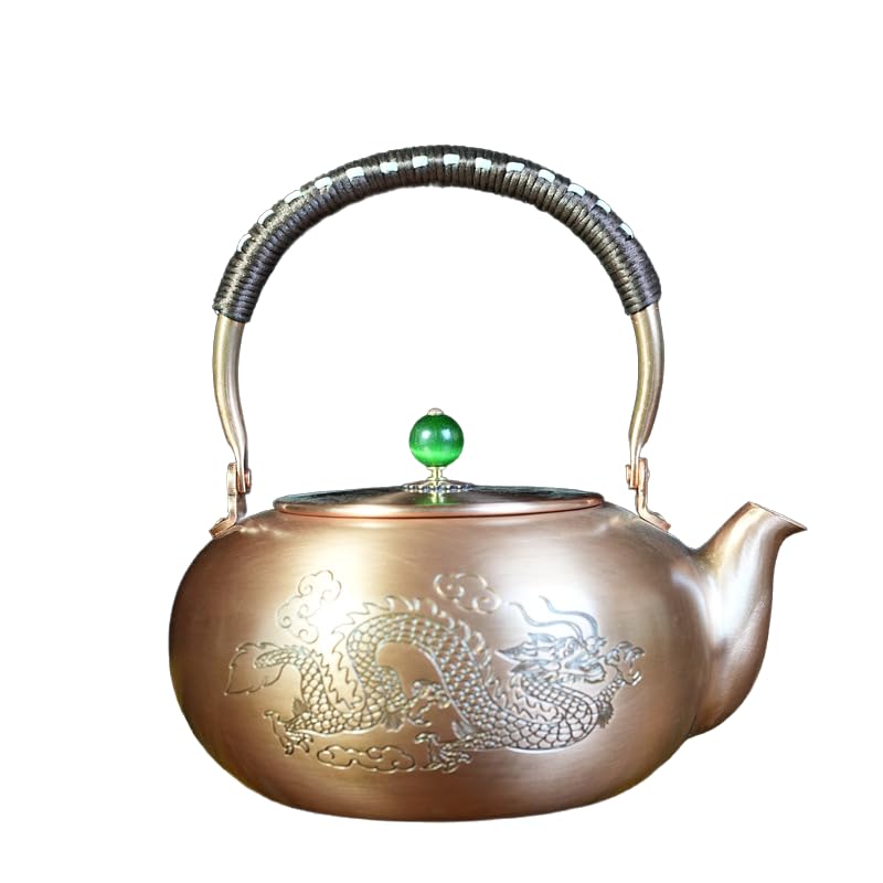 2000ml Large Pumpkin Shape Handmade Teapot Stove Top Copper Tea Pot Turkish Tea Pot Pure for Stovetop Copper Tea Kettle Stovetop (Fish 2000ml)