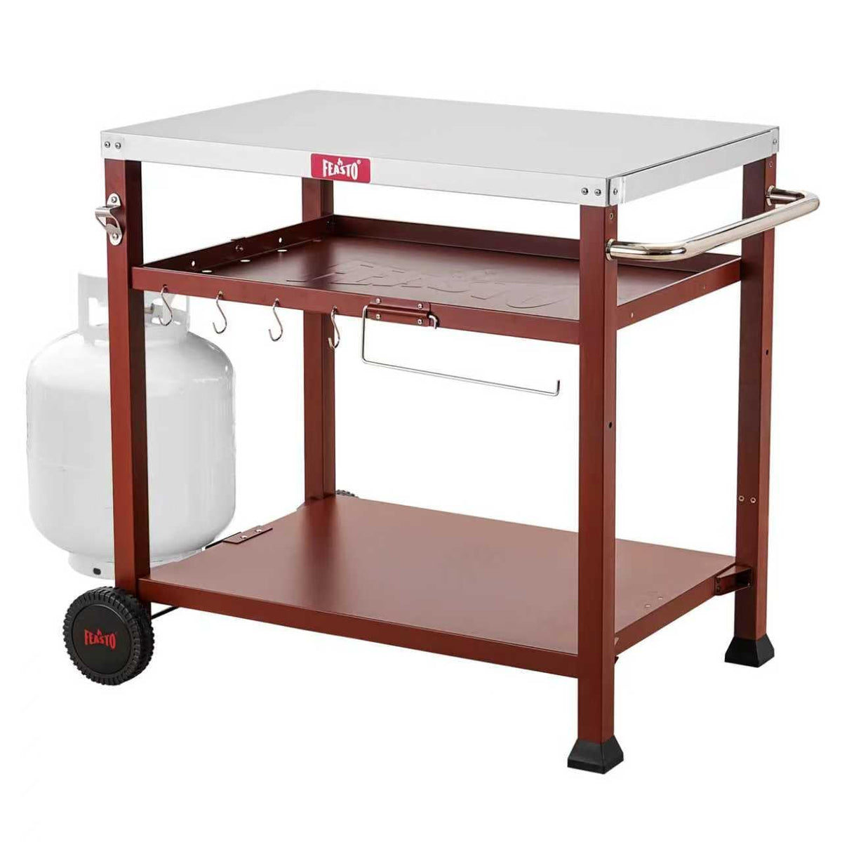 Feasto 3-Shelf Pizza Oven Table, Outdoor Grill Cart, 33.5" x 21.7", Black