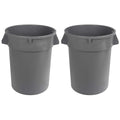 Amazon Basics Heavy Duty Sturdy Round Trash Can, 32 Gallon, Grey, Pack of 2