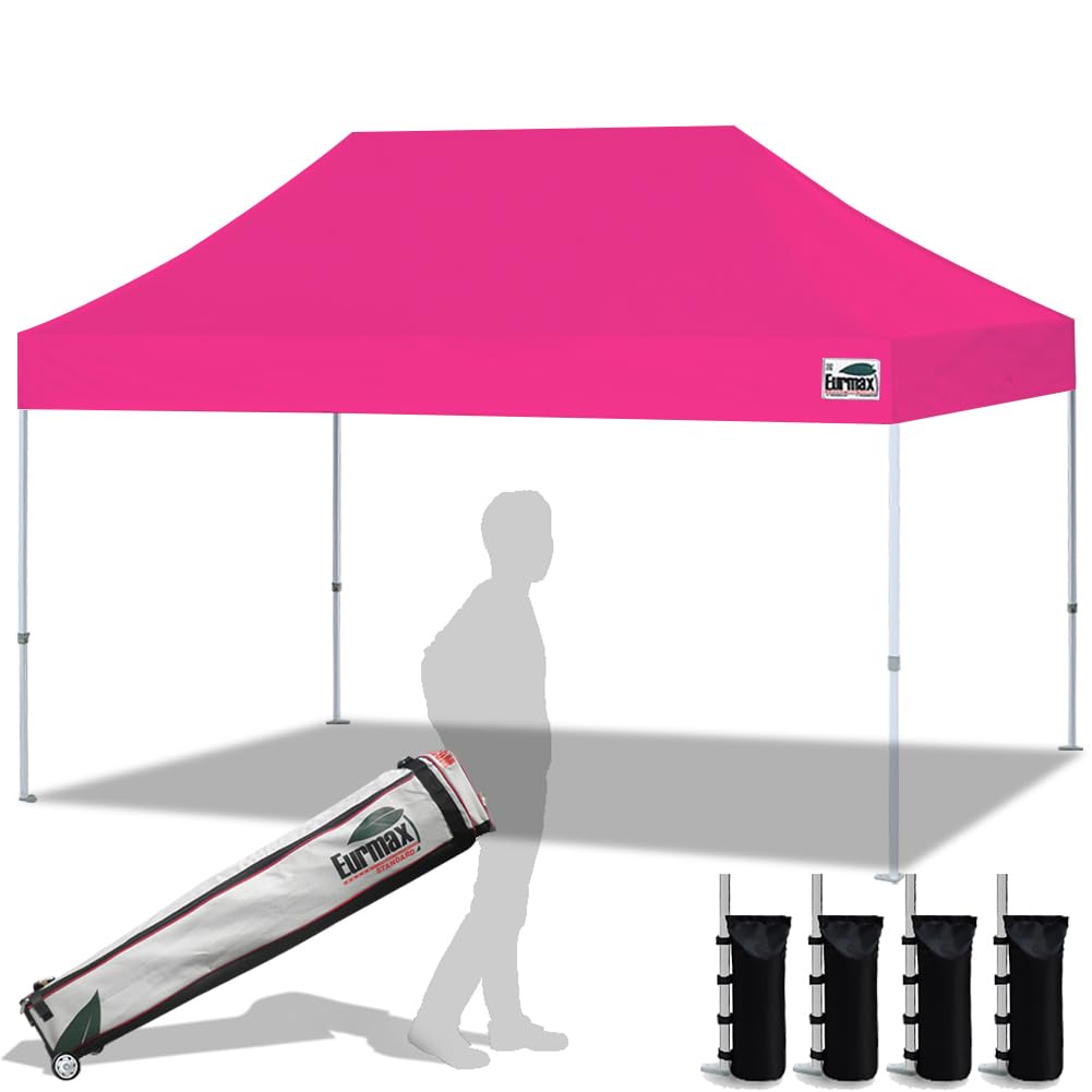 Eurmax USA 10x10ft Pop Up Canopy,Commercial Instant Tent for Outdoor Events,Patented No-Tip Rolling Storage Bag with 4 Sandbags,UV & Water Resistant,Heavy Duty Portable Shelter Gazebo,White