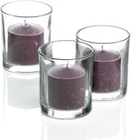 Set of 144 Richland Votive Candles Purple Unscented and 144 Clear Glass Eastland Votive Holders