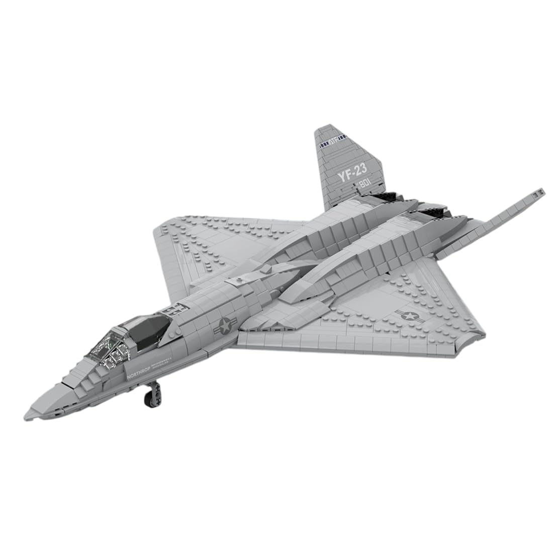 1/35 Scale YF-23 Grey Ghost Fighter Building Blocks Set, Military Aircraft Model Assembly Kits, Collectible Military-Themed Display for Collectors & Enthusiasts, MOC-177282 (2185PCS)