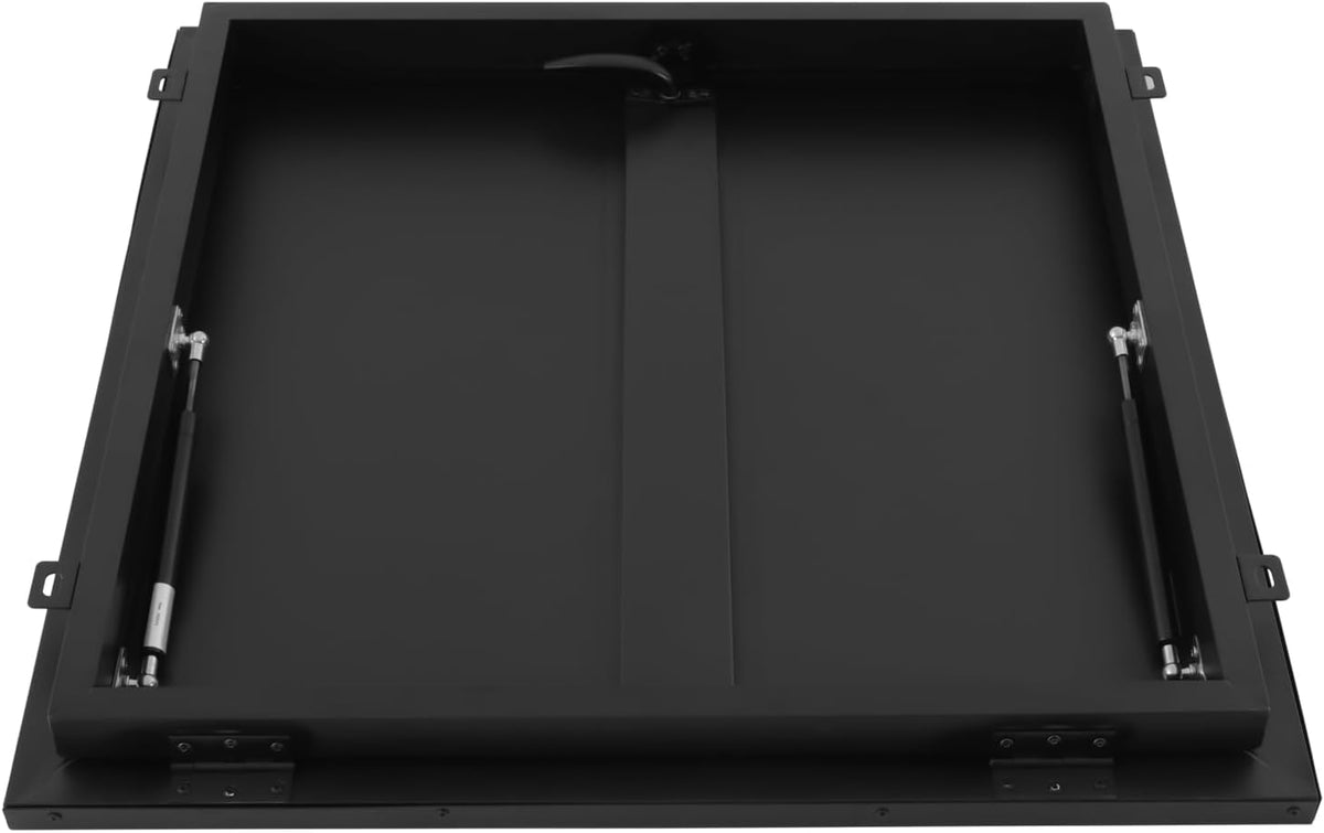 27.5" L X 27.5" W Aluminum Roof Access Hatch, Roof Security Door, Rooftop Hatch Cover Plate for Wellhead Lid, Cellar Cover (Black-27.5inch)