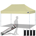 Eurmax USA 10x10ft Pop Up Canopy,Commercial Instant Tent for Outdoor Events,Patented No-Tip Rolling Storage Bag with 4 Sandbags,UV & Water Resistant,Heavy Duty Portable Shelter Gazebo,White