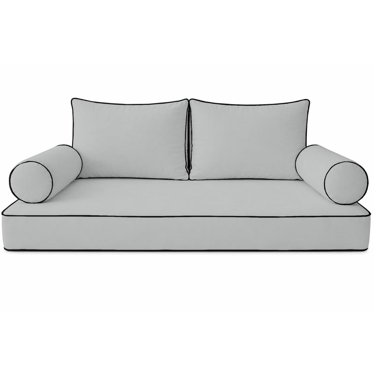 Cottington Lane 5 Piece Outdoor Daybed Cushion Cover Set, Twin Size Fitted 39" x 75" with 6" Deep Fit, Waterproof Indoor Daybed/Porch Swing Bed Mattress & Pillow Bolster Cushion Cover, White