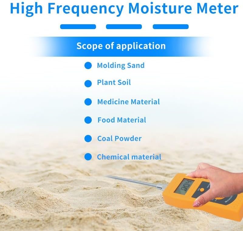 DM300L Sand Moisture Meter Tester for Measuring Moisture Content of River Sand, Fine Sand, Coarse Sand, Sea Sand, Quartz Sand