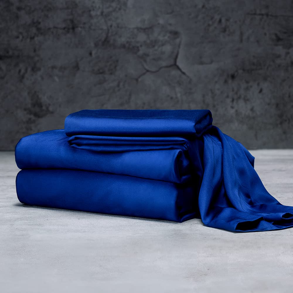 LUXOME Luxury Sheet Set | 100% Rayon (Viscose) from Bamboo | Queen Size - Charcoal | Deep Pockets | 4-Piece Set (Fitted, Flat, 2 Pillowcases)