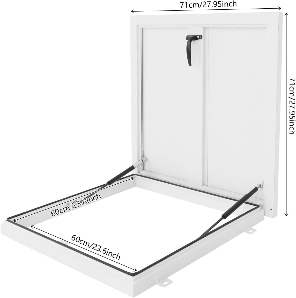 Commercial Roof Hatch, 23.6" L X 23.6" W/27.5" L X 27.5" W/31.5" L X 31.5" W Attic Skylight Cover Steel Roof Access Hatch, Steel Security Door for Maintenance Roof Emergency Access Lid (23.6in)