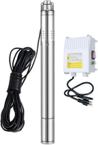 2" Deep Well Submersible Pump with Control Box, 1/2HP 110V Deep Well Pump