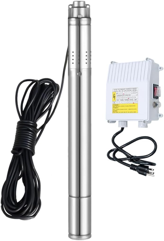 2" Deep Well Submersible Pump with Control Box, 1/2HP 110V Deep Well Pump