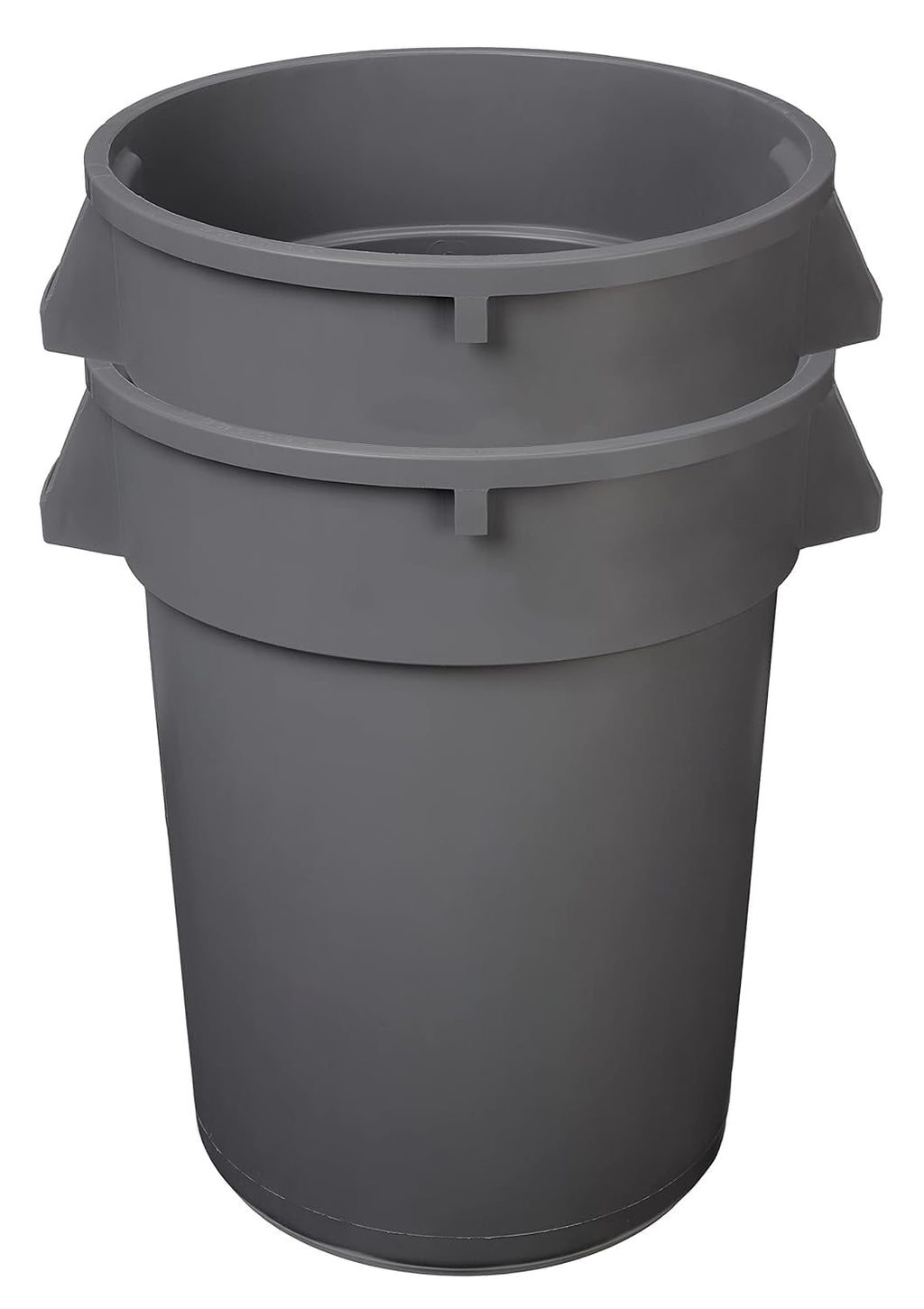 Amazon Basics Heavy Duty Sturdy Round Trash Can, 32 Gallon, Grey, Pack of 2