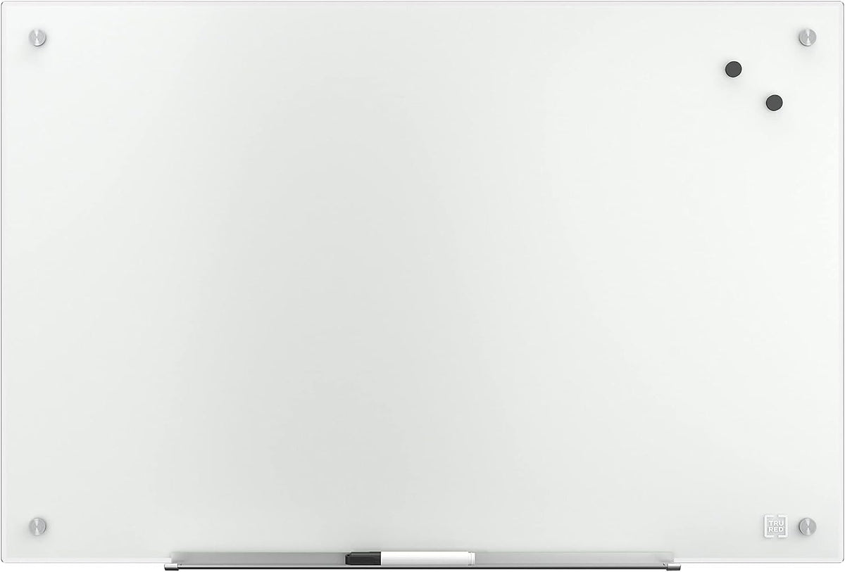 TRU RED Magnetic Tempered Glass Dry Erase Board, White, 3x2 Ft