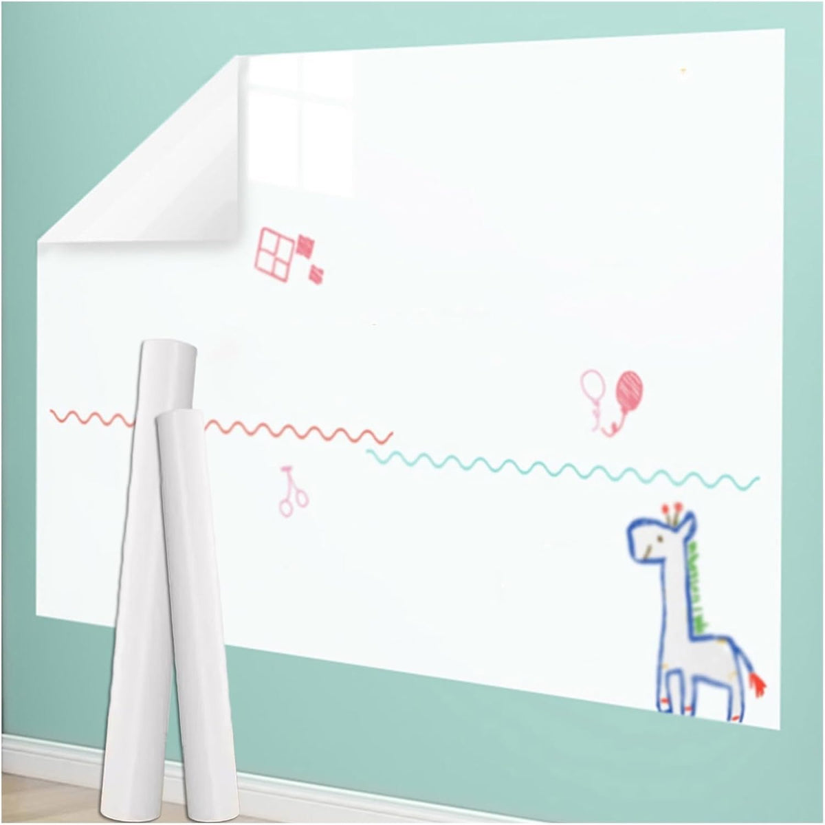 Removable Sticky whiteboard Film, Magnetic Whiteboard Contact Paper Peel and Stick Electrostatic Board Sticker White Multiple Sizes(17.8x196.9IN(0.45x5m))
