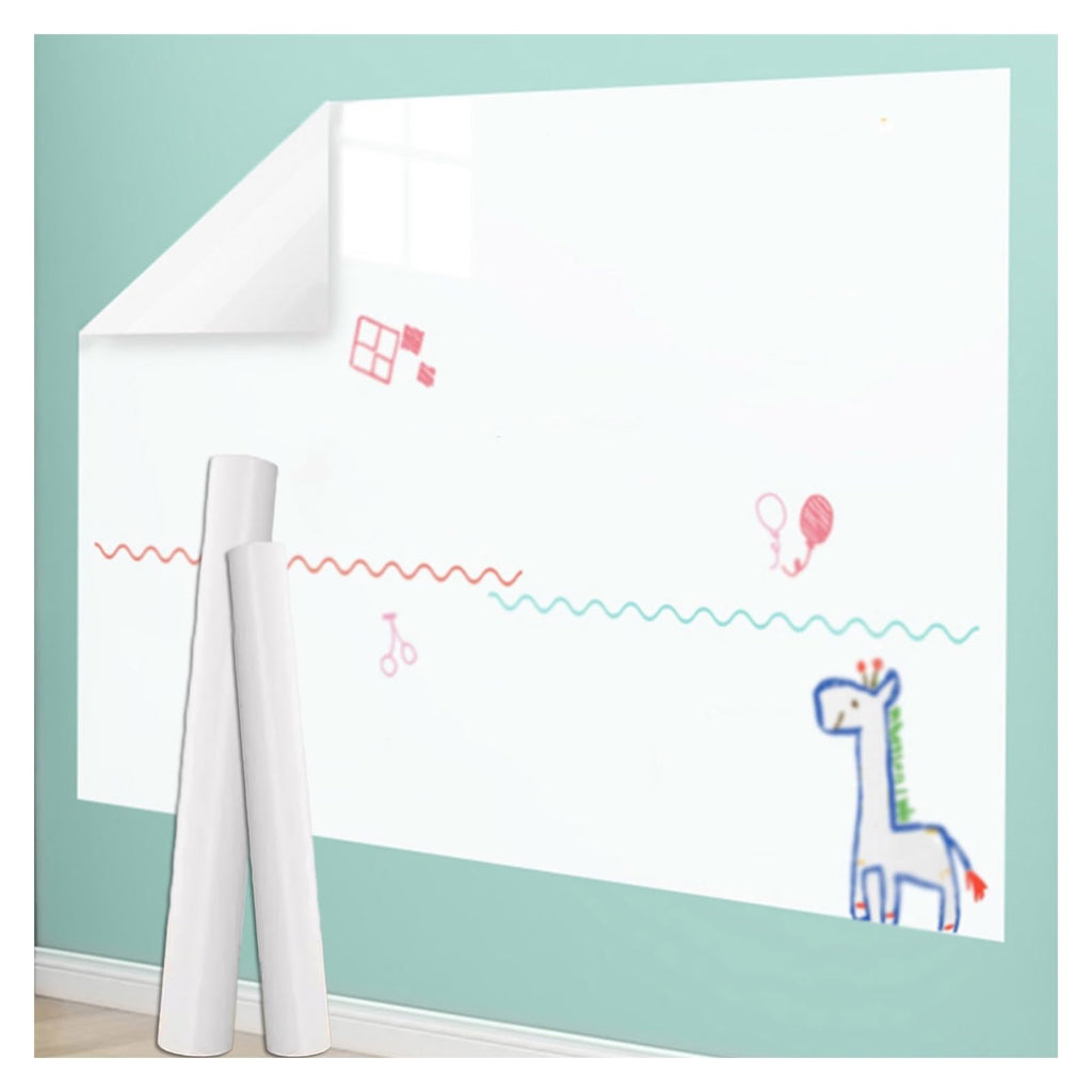 Removable Sticky whiteboard Film, Magnetic Whiteboard Contact Paper Peel and Stick Electrostatic Board Sticker White Multiple Sizes(17.8x196.9IN(0.45x5m))