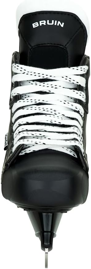 Riedell Bruin Classic Hockey Ice Skates - Durable, Comfortable Ice Hockey Skates for Men and Women with Rugged Foam-Padded Uppers and Stainless Steel Blades - Black, Size 8