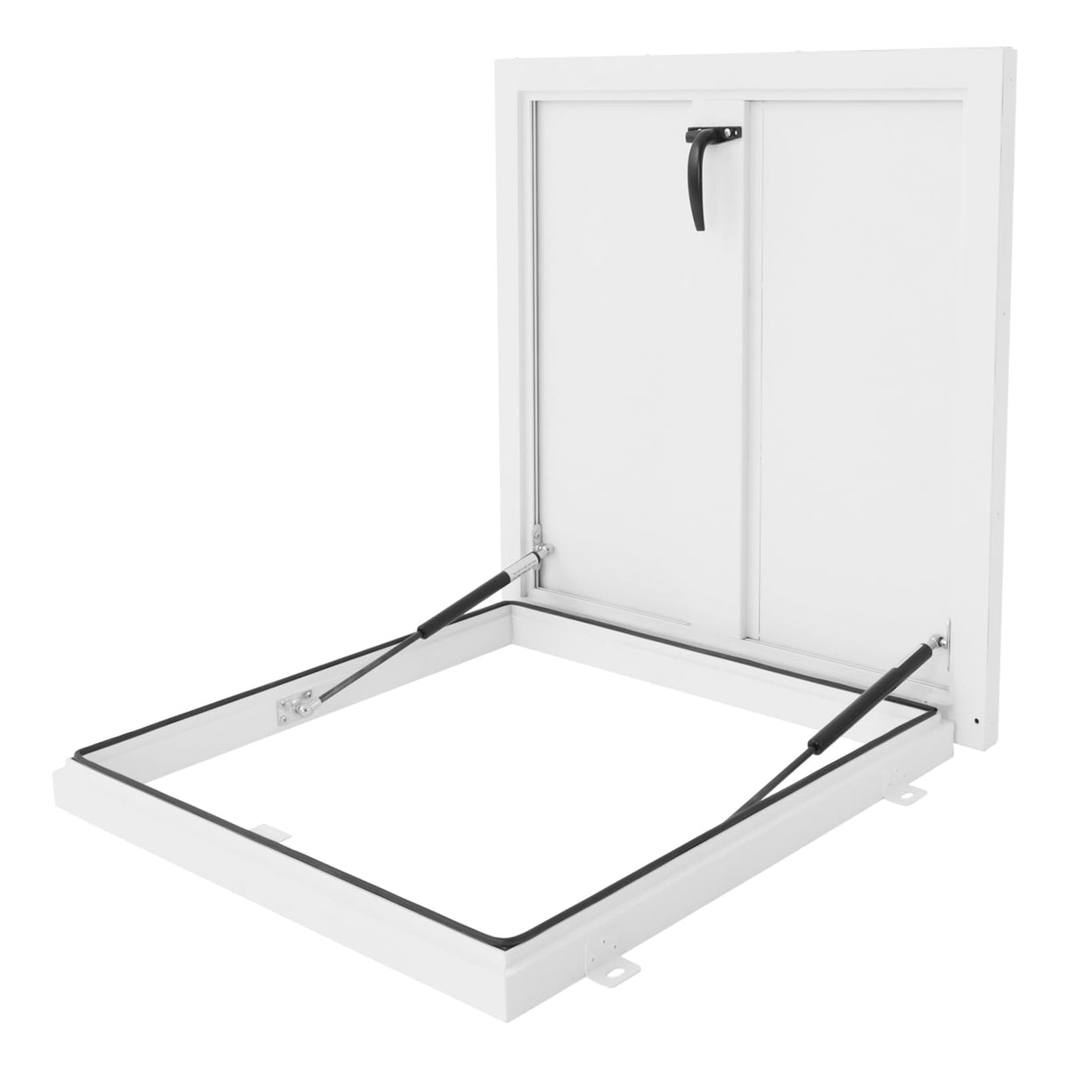 27.5" L X 27.5" W Aluminum Roof Access Hatch, Roof Security Door, Rooftop Hatch Cover Plate for Wellhead Lid, Cellar Cover (White-27.5inch)