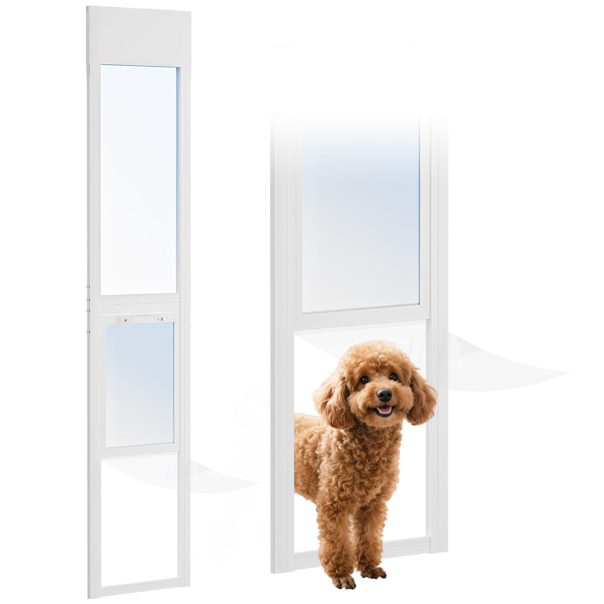 Dog Door for Sliding Glass Door,Adjustable Height 74 13/16" to 80 11/16"