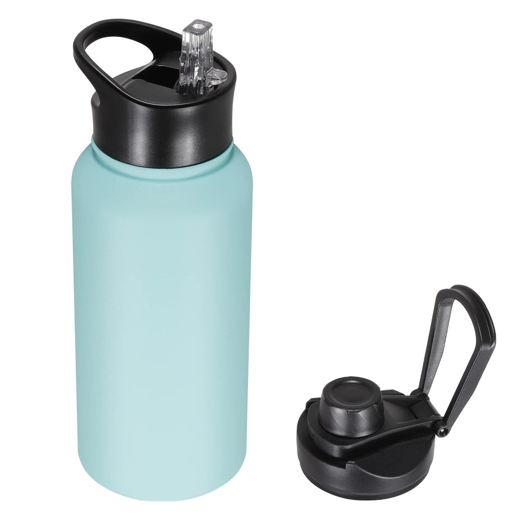32 oz Insulated Water Bottle Bulk 8 Pack, Stainless Steel Sports Water Bottles with Straw Lid & Wide Mouth Lids, Double Walled Vacuum, Leak Proof, White