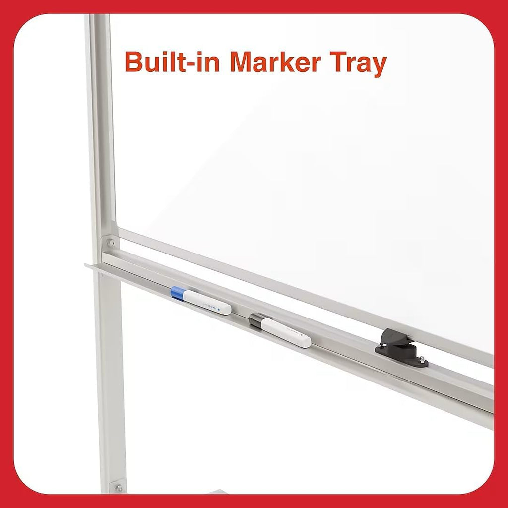 TRU RED Magnetic Mobile Dry Erase Board, 40x60 In, Double-Sided