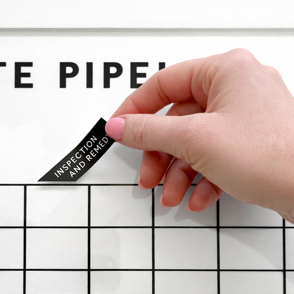Real Estate Pipeline Board, 31 x 23 Inches, White Acrylic Dry-Erase Deal Tracking Board for Agents, Includes 110 Vinyl Stickers and Mounting Hardware, Made in USA