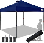 Eurmax USA 10x10ft Pop Up Canopy,Commercial Instant Tent for Outdoor Events,Patented No-Tip Rolling Storage Bag with 4 Sandbags,UV & Water Resistant,Heavy Duty Portable Shelter Gazebo,White