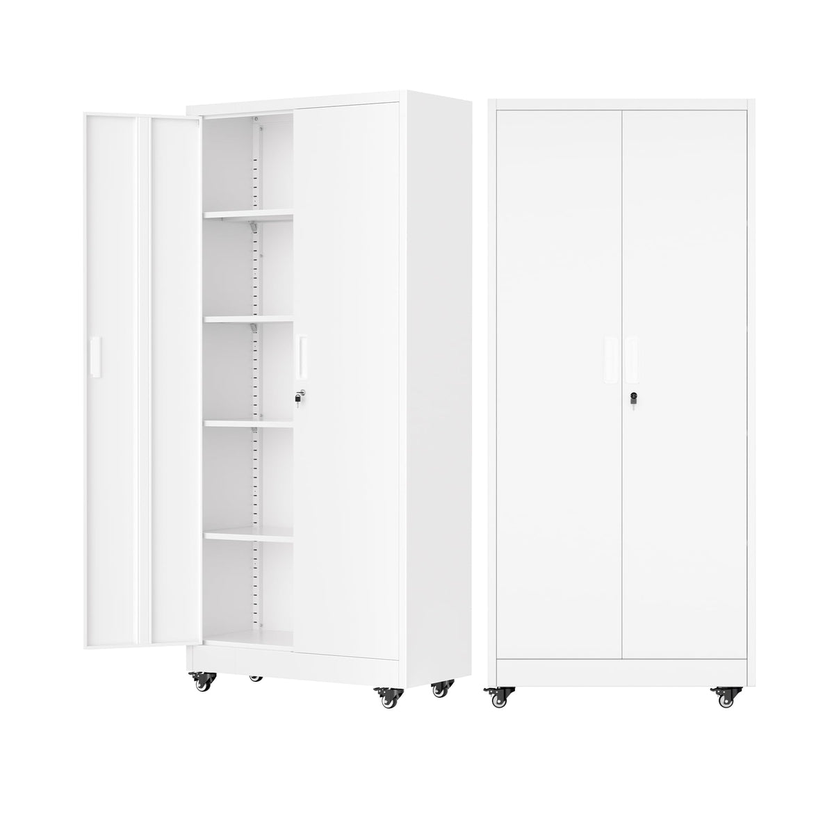 Bonusall 72" Metal Garage Storage Cabinet - 900lbs Heavy Duty Steel Cabinet with 3-Point Locking System & 4 Adjustable Shelves, Lockable Tall Storage for Garage, Office, Warehouse - Black & Red
