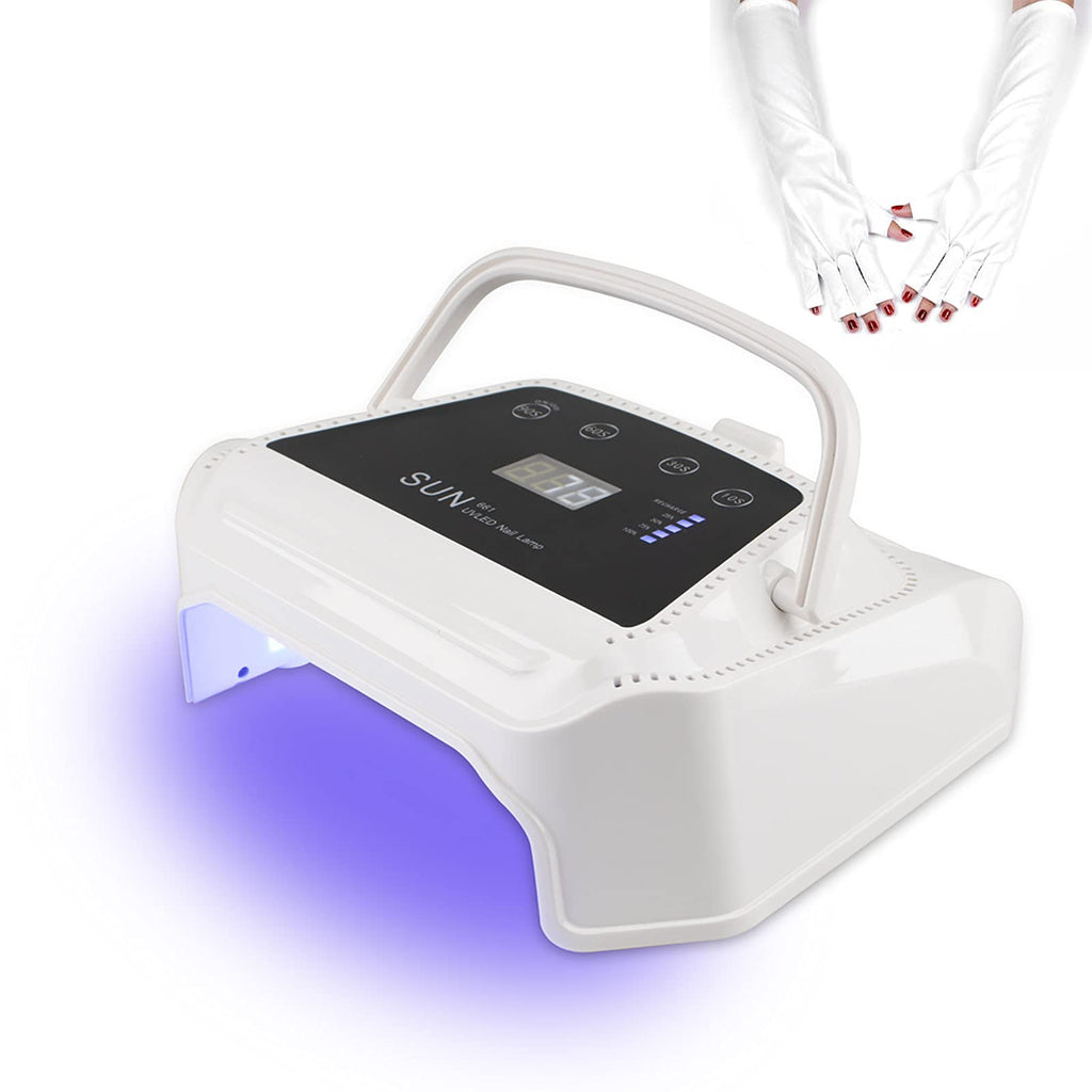 Portable Cordless UV LED Lamp 72W Rechargeable Nail Dryer Light Machine Lamp for Pro Manicure Drying Polish with Anti-UV Gloves